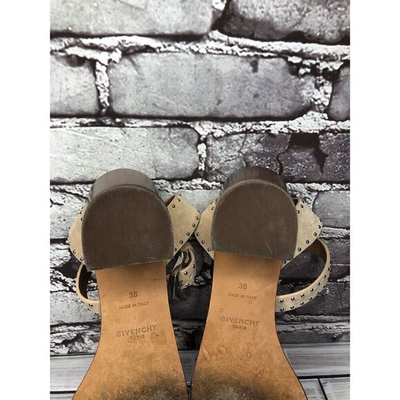 Givenchy Taupe Suede Leather Elegant Heel Studded Sandals Women sz 38EU/7.5M US - Picture 14 of 16